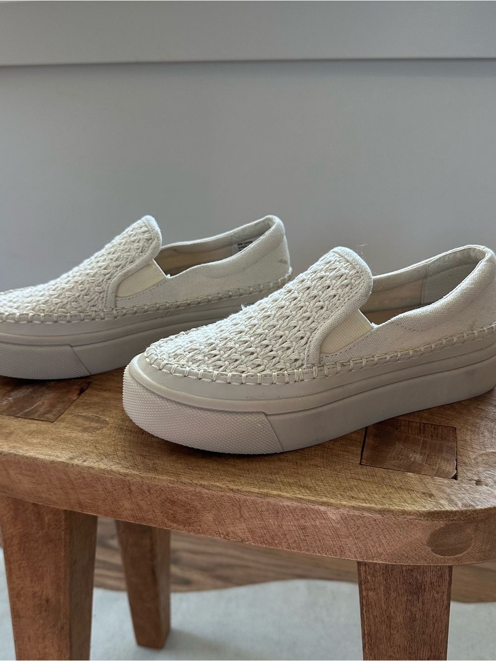 Dolce Vita Cream Woven Slip-On Platform Sneakers